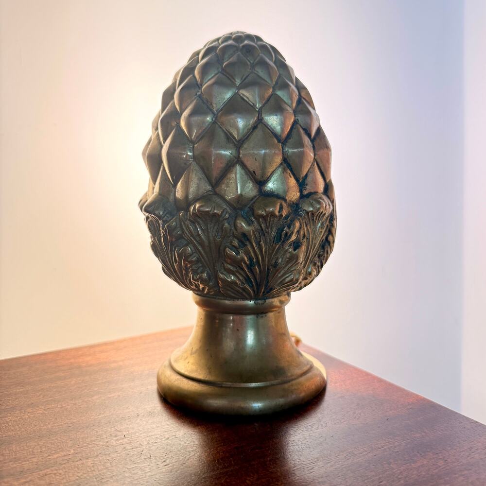 Vintage Brass Acorn Desk Lamp or Night Light